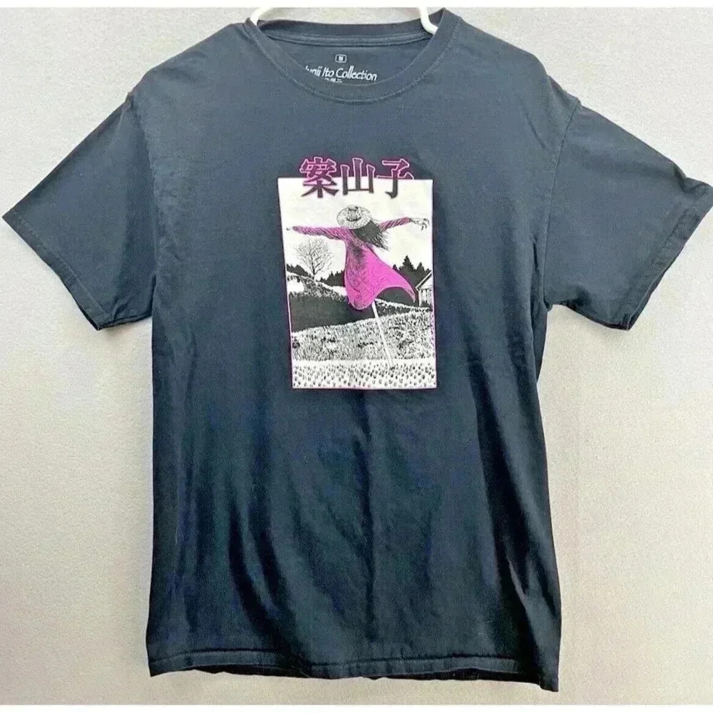 Junji Ito Scarecrow Double-Sided Tee T Shirt Medium Black Pink Manga Anime